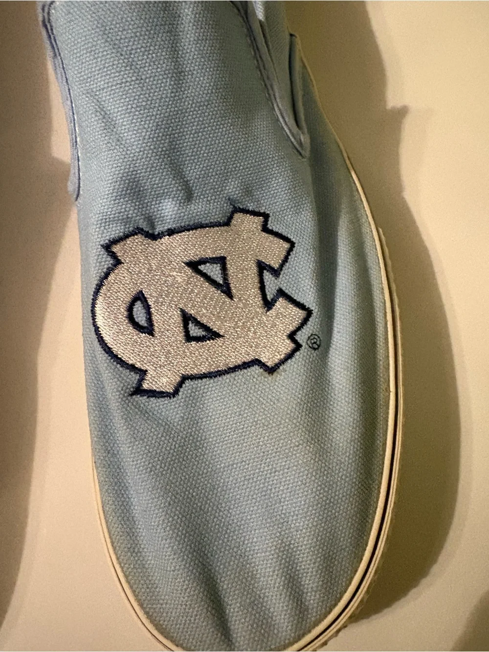 Forever Collectibles Light Blue Canvas Slip-On Loafers with White UNC Logo